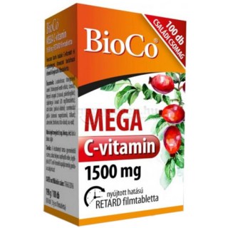 BioCo Mega C-Vitamin Csipkebogyóval, Nyújtott Felszívódású, 1500 mg, 100 db