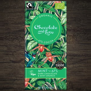 Chocolate and Love Mint - 67%-os Mentás Bio Étcsokoládé, 80 g