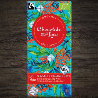 Chocolate and Love Sea Salt and Caramel - 65%-os Tengeri Sós és Karamell Vegan Bio Étcsokoládé, 80 g