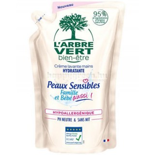 L'Arbre Vert Folyékony Szappan Utántöltő Érzékeny Bőrre a Babának és a Családnak, 300 ml